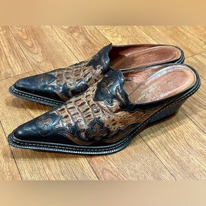 Donald J Pliner Western Couture Collection Jute Leather Women’s 6.5 Brown Mules
